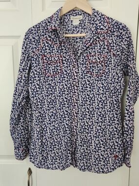 Ariat Navy Blue White Floral Button-Up Shirt